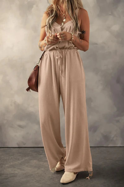 Ldc Textured Drawstring Jumpsuit