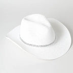 Rhinestone Band Straw Panama Cowboy Hat