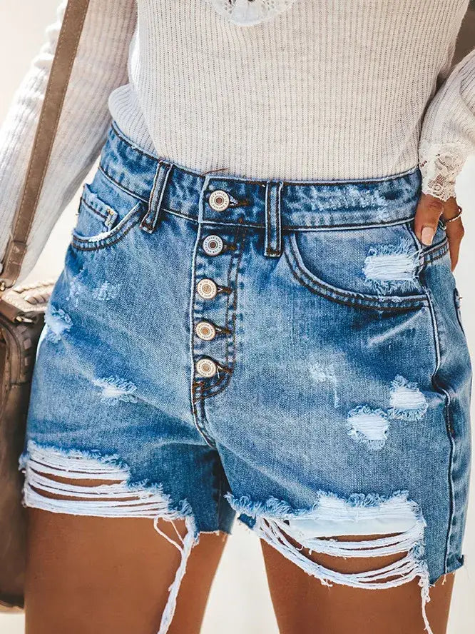 Ripped Denim Shorts (Slim Style) XC487