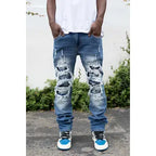 Distressed Stacked Denim Jeans