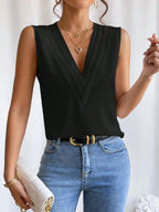 V-Neck Solid Color Tank Top For Women