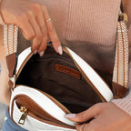 White Quilted Contrast Color Square Crossbody Shoulder Bag