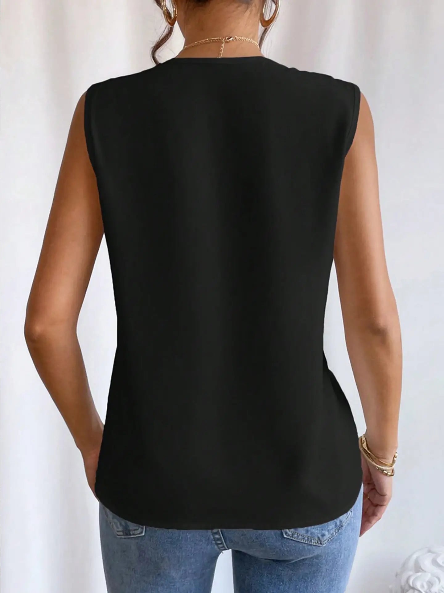 V-Neck Solid Color Tank Top For Women