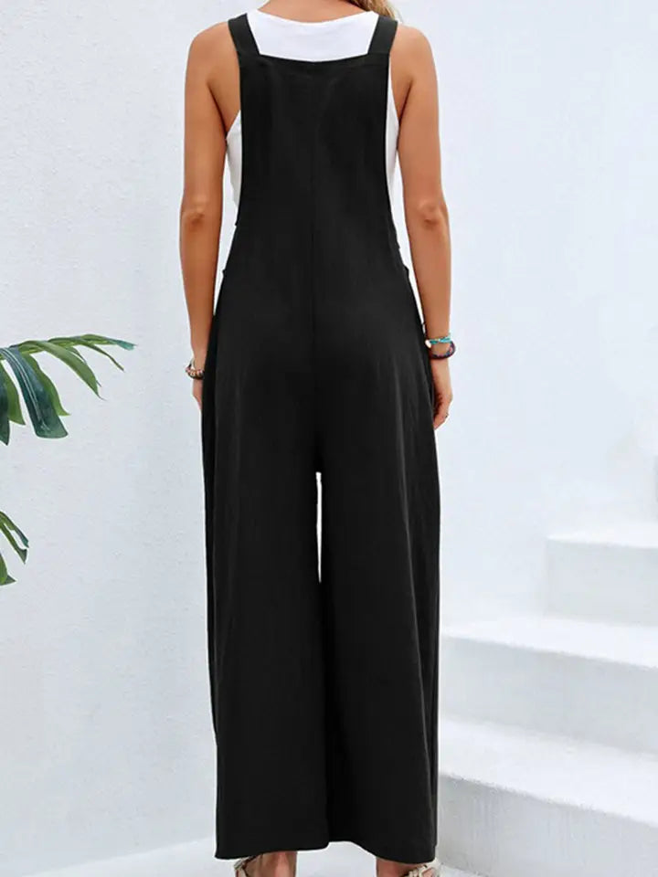Mid-Waist Retro Solid Color Loose Casual Fashion romper