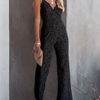 Lace Mid-Rise Casual Smooth Lined Jumpsuit