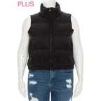 Plus Nylon High Neck Faux Down Puffer Vest