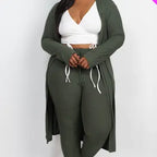 Plus Size Long Sleeve Cardigan & Pants Set