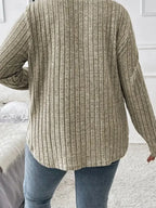 Plain V Neck Rib Plus Size