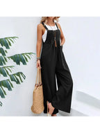 Mid-Waist Retro Solid Color Loose Casual Fashion romper