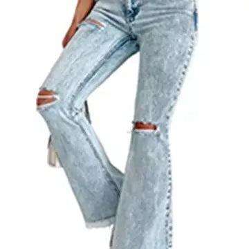 Perforated Slightly Ragged Washed High jeans
