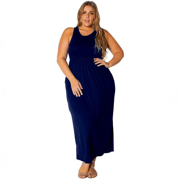 Bellatrix Plus Size Women's Sleeveless Pleated Maxi Dress