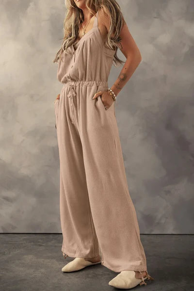 Ldc Textured Drawstring Jumpsuit