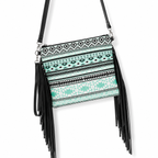 Aztec Striped Print Crossbody with Tassels