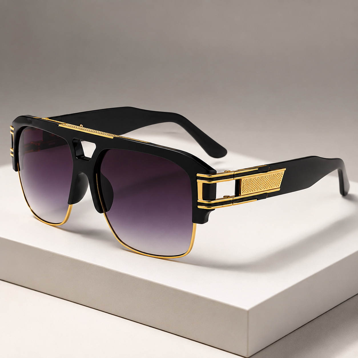 Men's Big Lens Square Sunglasses