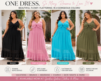 Plus Size Ruffle V Neck Maxi Dress