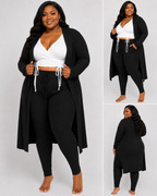 Plus Size Long Sleeve Cardigan & Pants Set