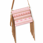 Aztec Striped Print Crossbody with Tassels