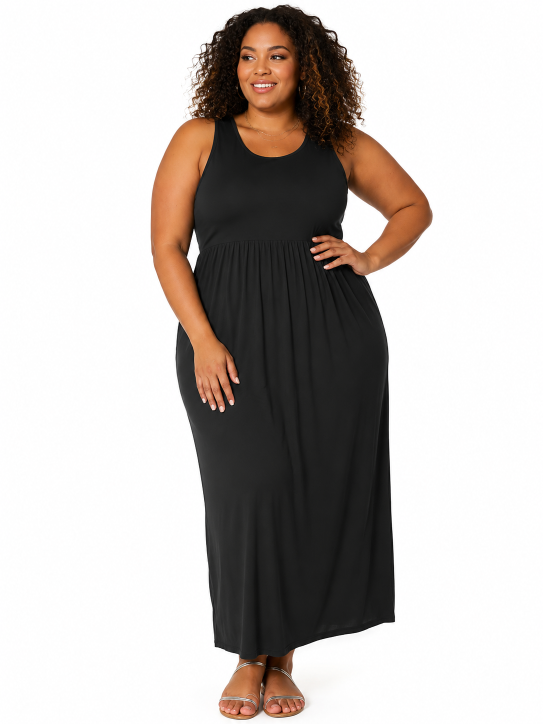 Bellatrix Plus Size Women's Sleeveless Pleated Maxi Dress