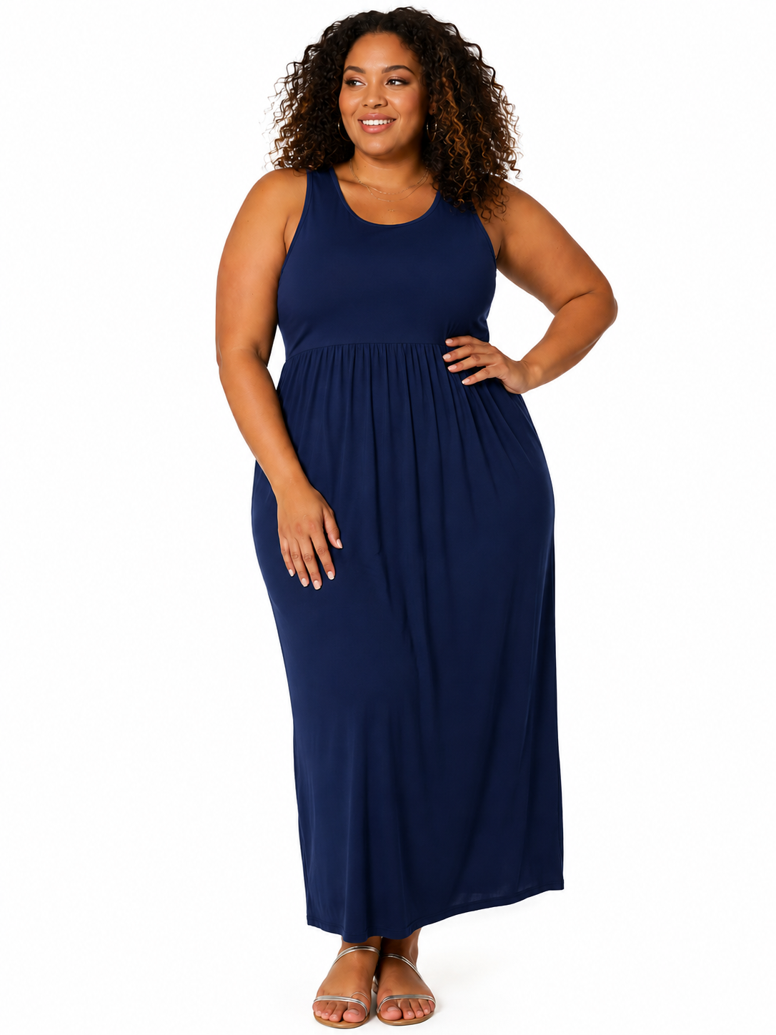Bellatrix Plus Size Women's Sleeveless Pleated Maxi Dress
