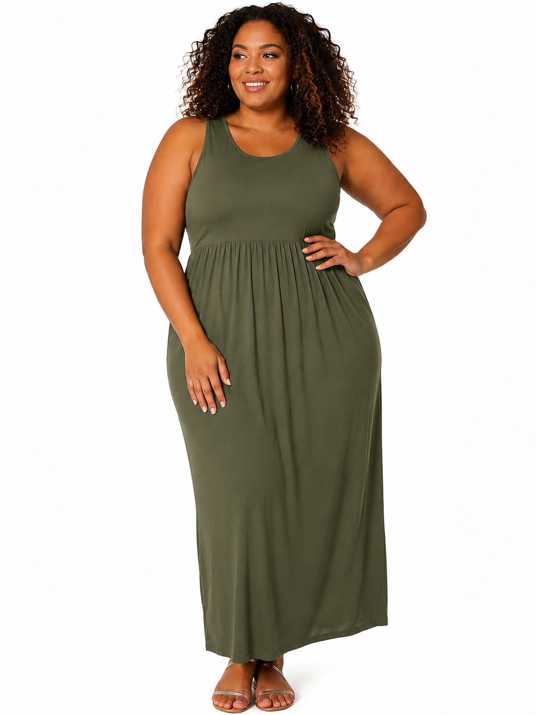 Bellatrix Plus Size Women's Sleeveless Pleated Maxi Dress