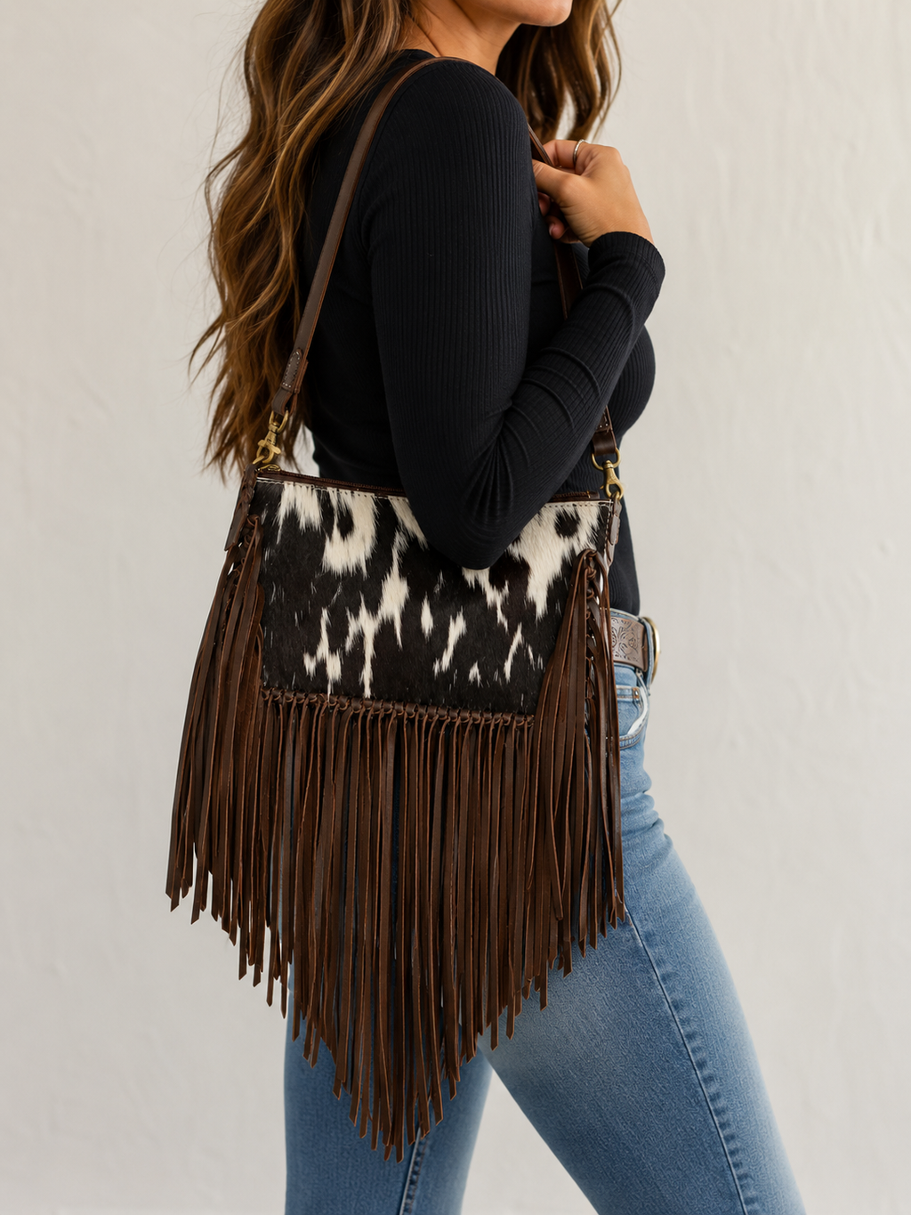 The Jesse Crossbody Cowhide Fringe Tassel Purse Bag