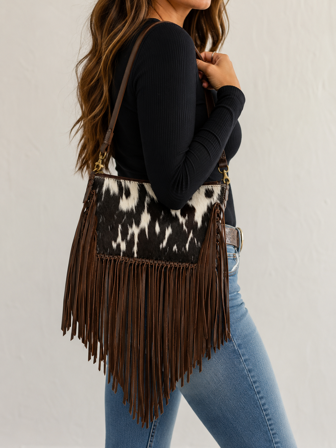 The Jesse Crossbody Cowhide Fringe Tassel Purse Bag