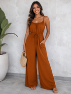 Waist Tie Wide Leg Jumpsuit