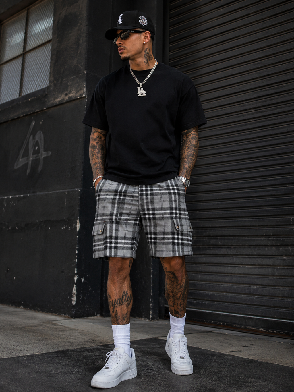 Plaid Cargo Shorts
