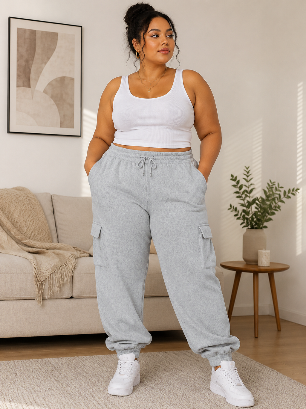 Plus Size Side Pocket Drawstring Waist Sweatpants