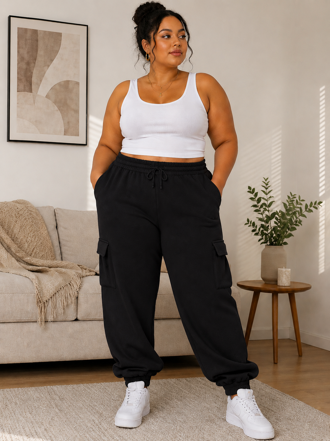 Plus Size Side Pocket Drawstring Waist Sweatpants