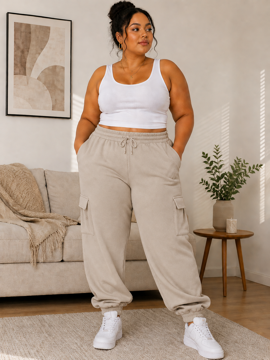 Plus Size Side Pocket Drawstring Waist Sweatpants