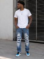 Distressed Stacked Denim Jeans