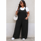 Plus Sleeveless Loose Fit Solid Pockets Jumpsuit