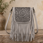 Montana West Genuine Leather Tooled Collection Frin