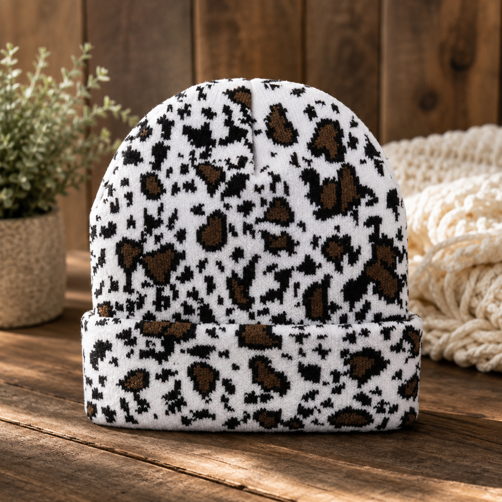 Cow Knit Western Beanie Hat