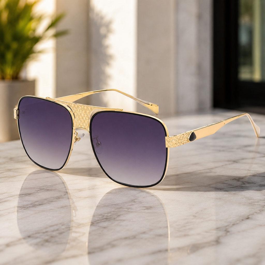 Men's Metal Fashion Trend Square Sunglasses