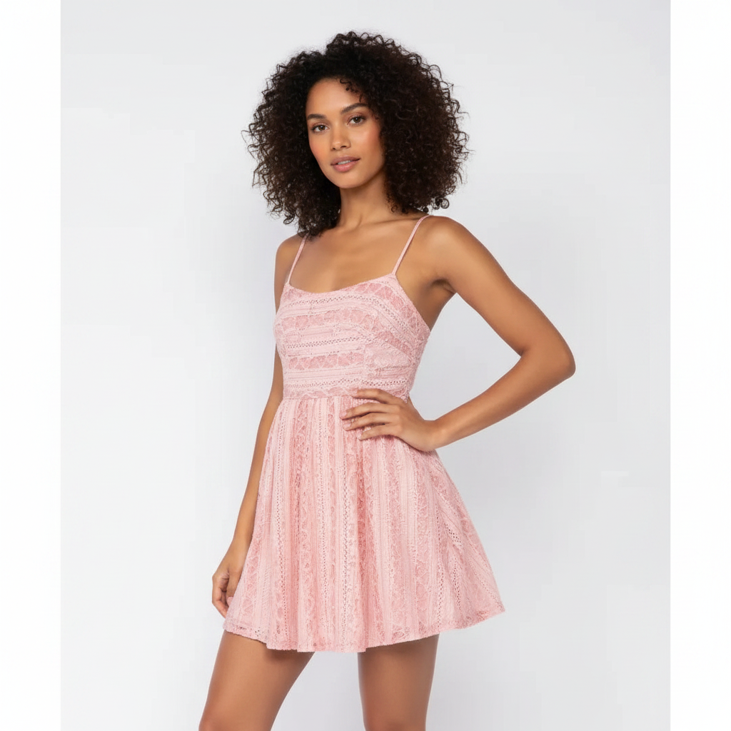 Boho Stripe Sleeveless Tie Strap Ruffle Mini Dress