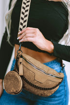 Colorblock Strap Chain Shoulder Bag with Coin Purse