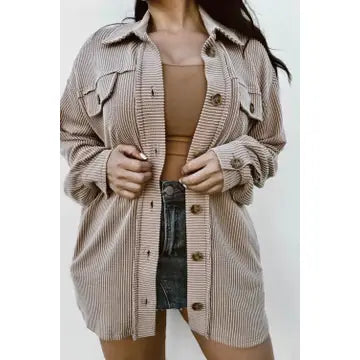 Solid Corded Shacket Plus Size