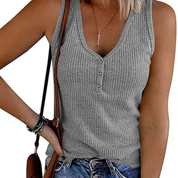 Solid Color V-Neck Breasted Slim-Fit Knit Vest