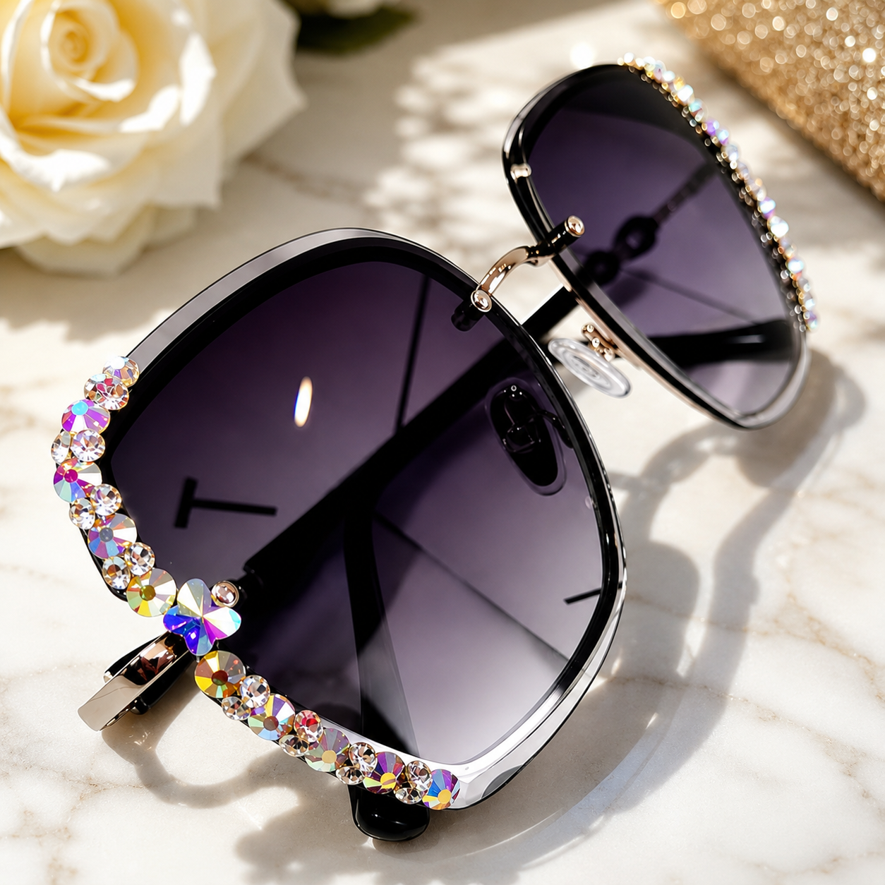 Women Uv Protection Rhinestone