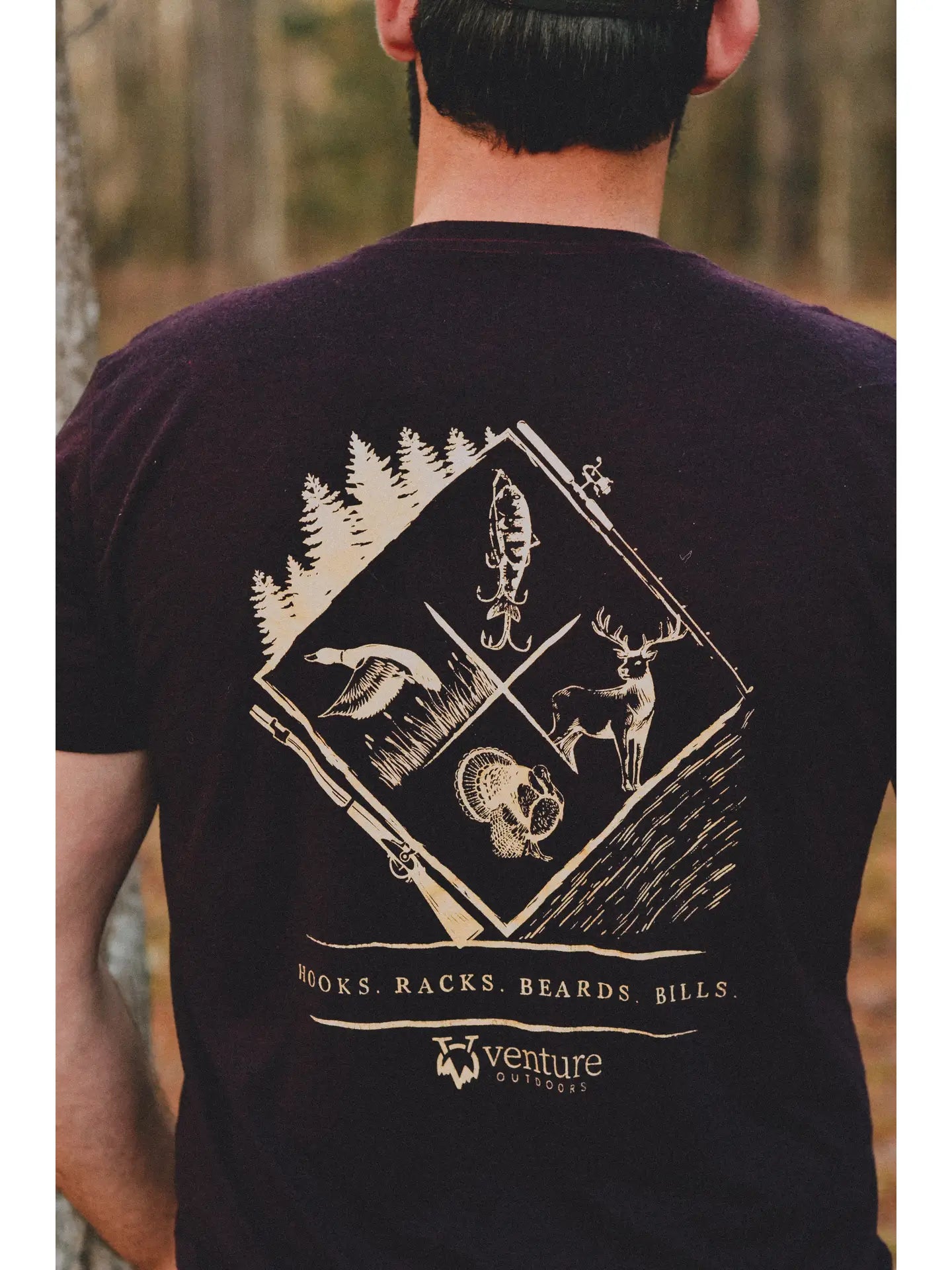 Venture Men's - Hooks, Racks Maroon Tee