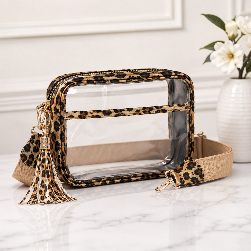 Solid Color Outlined Clear Crossbody Bag