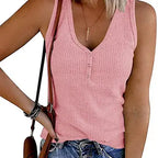 Solid Color V-Neck Breasted Slim-Fit Knit Vest