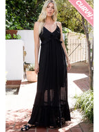 Plus Size Ruffle V Neck Maxi Dress