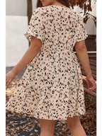 Plus Size Surplice V Neck Cuffed Sleeve Empire Waist Dress