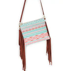 Aztec Striped Print Crossbody with Tassels