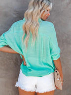 Candy Color Button Long Sleeves Blouse