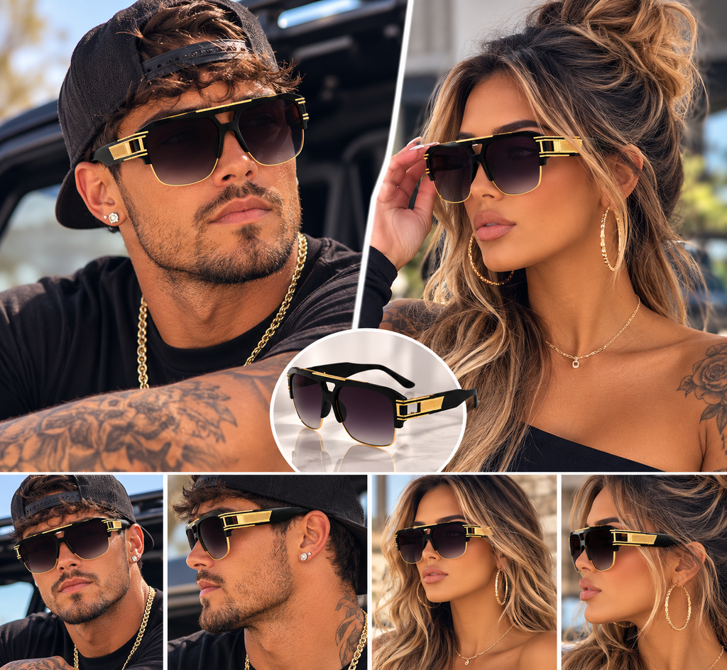 Men's Big Lens Square Sunglasses